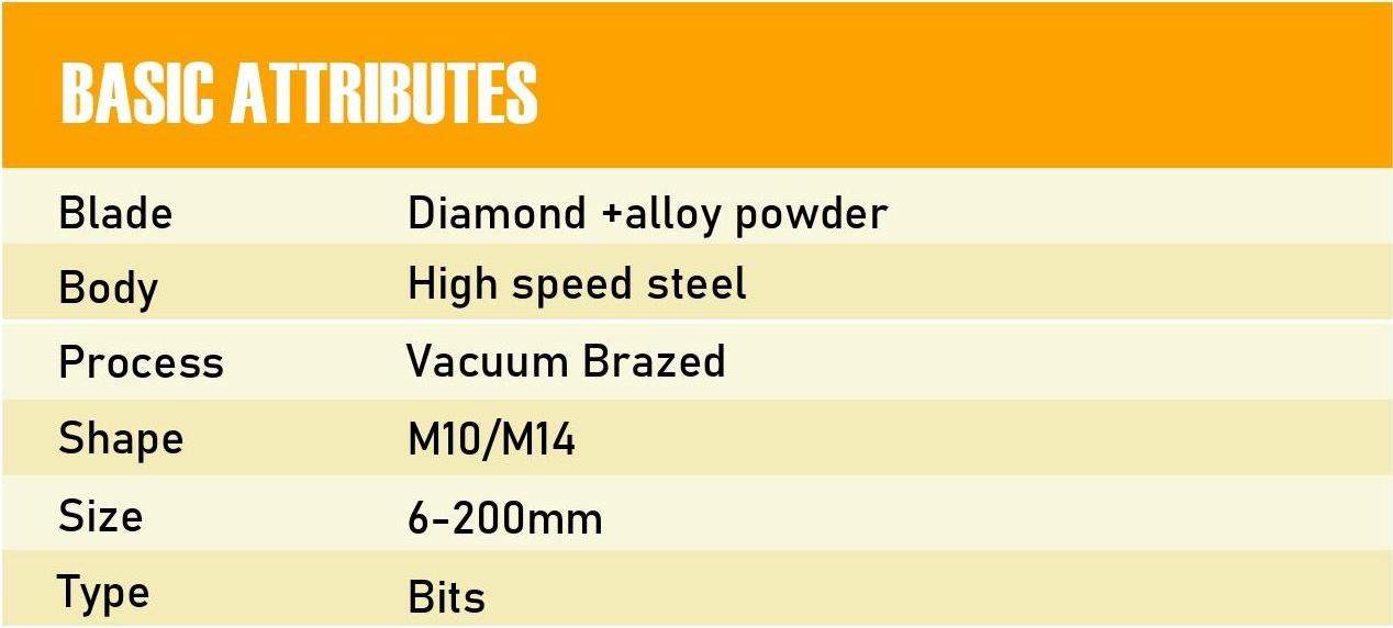 Vacuum Brazed Diamond Bits For Grinder-35mm